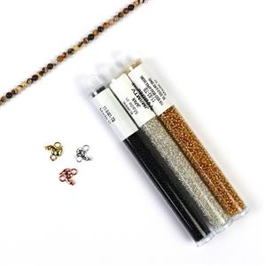Ripley & Thomas; 3 x Cat Connectors,11/0 & 15/0 Seed Beads with 1m Zebra Jasper Rounds 