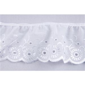 Frilled White Broderie Anglaise 75mm x 0.5m (Cut to Order)