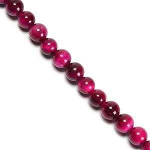 90cts Fuchsia Tiger Eye Plain Rounds Approx 6mm 38cm Strand