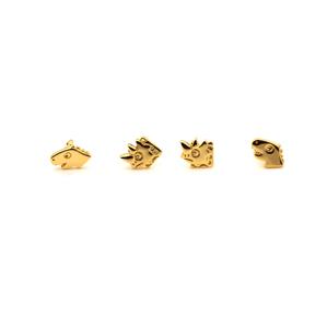 Gold Plated 925 Sterling Silver Dinosaur Pegs (2 Designs) Approx 5-6mm (4pcs)