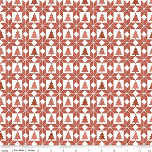 Riley Blake Magical Winterland Patchwork Barn Red Fabric 0.5m