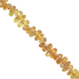 15cts Yellow Songea Sapphire Graduated Faceted Drop Approx 4x1.5 to 5x2.5mm, 10cm Strand