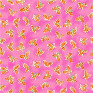 Whimsy Daisical in Orange Butterfly Fabric 0.5m