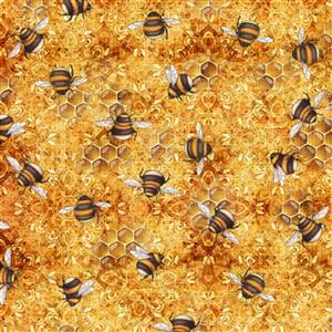 Dan Morris Sweet As Honey Collection Bees Toss Honey Fabric 0.5m