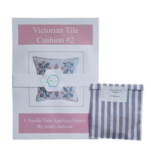 Jenny Jackson's Victorian Tile #2 Needle Turn Applique Cushion Pattern with Ready To Use Pre Cut Card Templates