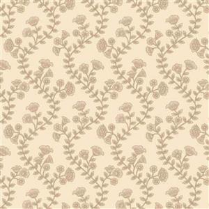 Ashton Collection Wavy Floral Stripe on Ivory Fabric 0.5m