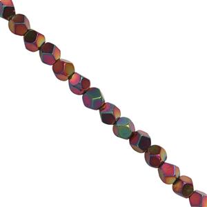 50cts Mystic Pink Coated Hematite Smooth Star Cut Approx 4mm, 30cm Strand