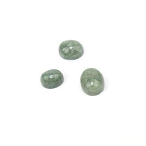 14cts Green Burmese Jade Oval Cabochons Approx 7x9 to 9x11mm (Set Of 3)