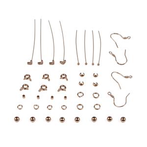 Rose Gold Plated 925 Sterling Silver Findings Pack With Cubic Zirconia Heart Headpins 40pc 