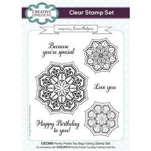 Creative Expressions Jamie Rodgers Pointy Petal Teabag 6 in x 8 in Stamp Set