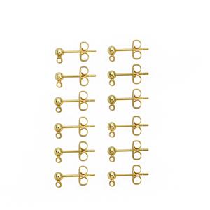 Gold Plated Base Metal Earring Posts with Loop & Butterfly Packs (50 pairs)