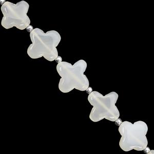 75cts White Onyx Smooth Clover Approx 10 to 16mm, 16cm Strand With Spacers