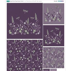 Scandi Floral Purple Cushion Fabric Panel (70 x 94cm)