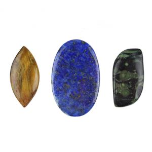 Lapis Lazuli, Tiger's Eye and Galaxy Quartz Cabochon Pack