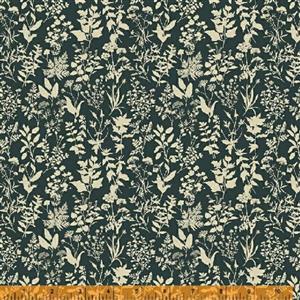 Secret Garden Collection Belle Leaves Lace Ink Fabric 0.5m