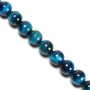 380 cts Dyed Teal Tiger eye Plain Rounds Approx 12mm,38cm Strand