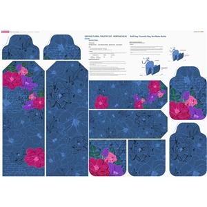 Debbi Moore Designs Toiletry Set Vintage Floral Heritage Blue Fabric Panel (140 x 103cm)