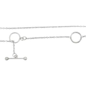 925 Sterling Silver Cable Chain with Extender With Toggle Clasp, 16