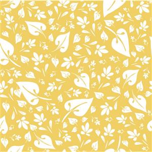 Sanntangle Tangly Leaves Mustard Fabric 0.5m