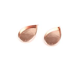Rose Gold Plated Base Metal Pear Bezel Pendant, Approx 36x22x5mm (2pk)
