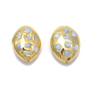 Larimar Encrusted Spacer With Gold Coloured Detail 33x22mm (2pcs)