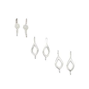 925 Sterling Silver Earring With 0.10cts, x2 White Zircon Round Approx 2mm (x3pcs, 2 Designs)