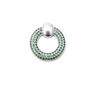 Emerald CZ Donut, Silver Plated Base Metal Approx 20mm 