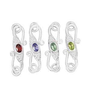 925 Silver S Clasp Bundle With 1.06cts Multi Stones Approx 5x3mm (Pack of 4) 