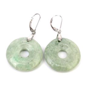 Circle of Heaven 56ct Moss In The Snow Jadeite Sterling Silver Earrings