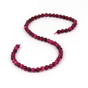 90cts Dyed Fuchsia Tiger Eye Plain Rounds Approx 6mm, 38cm