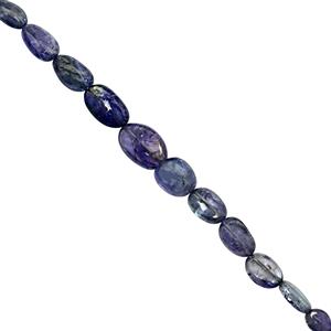 28cts Shaded Tanzanite Graduated Smooth Tumbles Approx 6.5x4.5 to 12x9mm, 10cm Strand