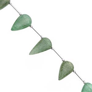 85cts Green Aventurine Quartz Smooth Inverted Pear Approx 16x9.5 to 27x14mm, 18cm Strand with spacers