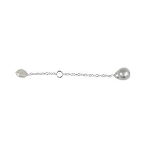 925 Sterling Silver Double Pearl Charm, Approx 35mm Drop