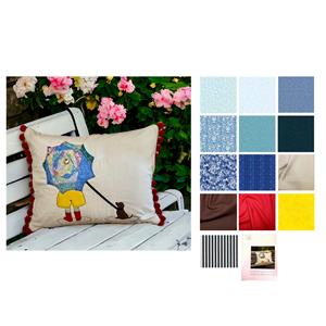 Sallieann Quilt's Liberty Blue's Raindrops Cushion Kit: Instructions, Fabric (1m) & F8th's (12pcs)