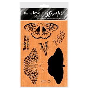 For the Love of Stamps - Layering Silver-Washed Fritillary Butterfly A6 Stamp Set, A6 stamp set.  Contains 7 stamps