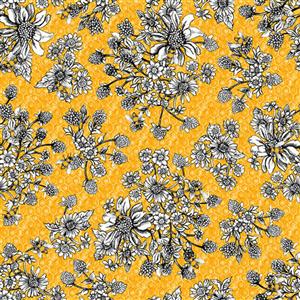 Show Me the Honey in Yellow Florel Honeycomb Fabric 0.5m