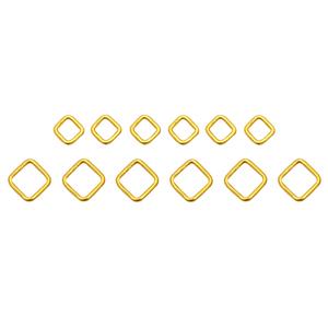 Gold Plated 925 Sterling Silver closed Square Jump Rings, Approx 10mm and 7mm (pack of 12)