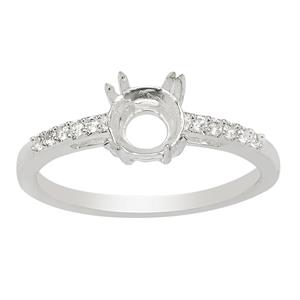 925 Sterling Silver Double Claw Ring Mount With 0.14cts White Zircon Pave (To Fit 6mm Round Gemstone)