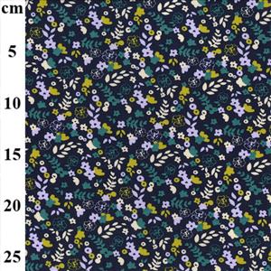 Small Navy Floral Organic Printed Jersey Fabric 0.5m