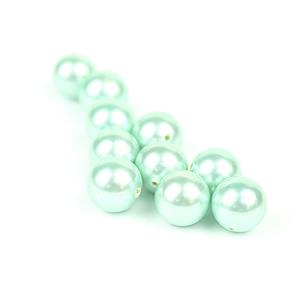 Light Teal Shell Pearl Rounds, Approx 12mm, 10pcs