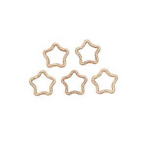 Rose Gold Plated Sterling Silver Star Shaped Textured Jump Rings Approx 10mm OD, Pack of 5 