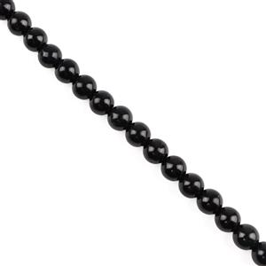 110cts Type A Black Jadeite Plain Rounds, Approx 6mm, 38cm Strand