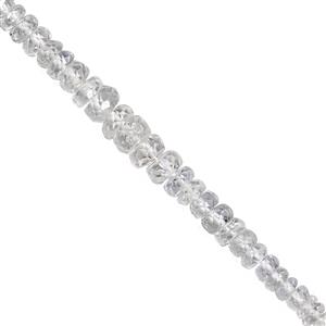 10cts White Sapphire Graduated Faceted Rondelle Approx 1.5x1 to 4x2mm, 12cm Strand