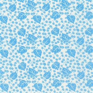 Daisy's Bluework Collection Foliage Cornflower Fabric 0.5m