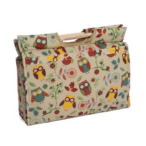 Owl Craft Bag with Wooden Handles