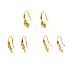 Gold Plated 925 Sterling Silver Earrings with White Topaz, 3 pairs (3 designs) 