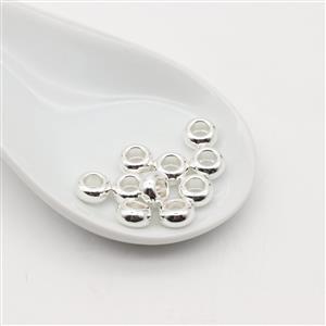 Silver Plated Base Metal Round Bead Spacer Beads, Approx 5mm (10 pack)
