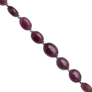 25cts Guinea Mine Natural Ruby Smooth Oval Approx 5x6 to 9x7mm,10cm Strand With Spacers