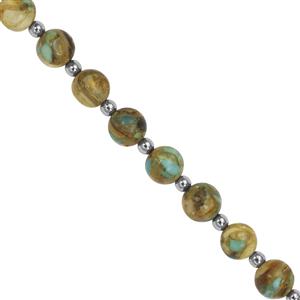35cts Gold Mojave Turquoise Smooth Round Approx 6 to 7mm 20cm Strands with Hematite Spacers