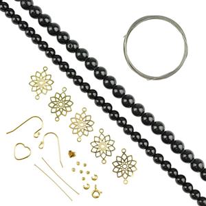 Gold Plated 925 Sterling Silver, Type A Black Jadeite Project With Instructions By Debbie Kershaw 